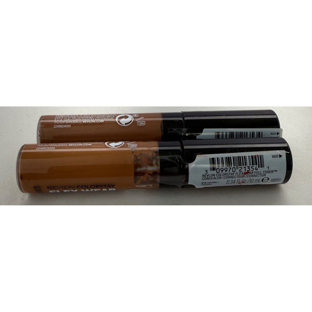 2PK Revlon ColorStay Flex Wear Full Cover Concealer 076 Caramel 0.34oz 10ml
